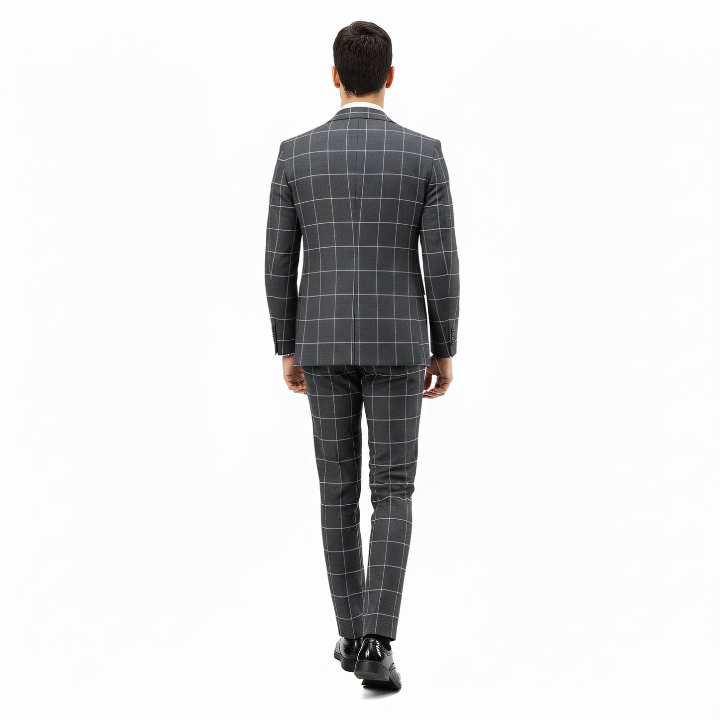 Sean Alexander 3pc Windowpane Suit Set, Hybrid-Fit, Gray