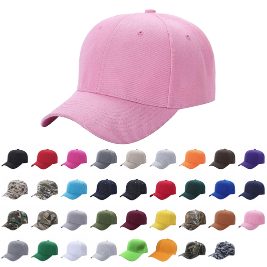 Unbranded Structured Baseball Cap, Blank 6 Panel Hat
